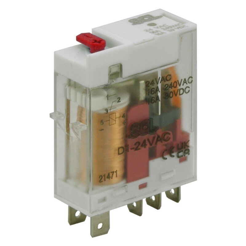 D1-24VAC SCL 1 Pole Plug-in Relay 12VAC 16A 5 Pin LED &amp; Test Button