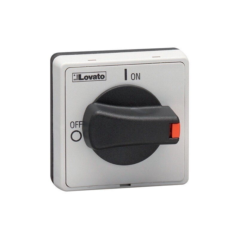 GAX68B Lovato GA Padlockable Small Black Isolator Handle Screw Fix 48 x 48mm