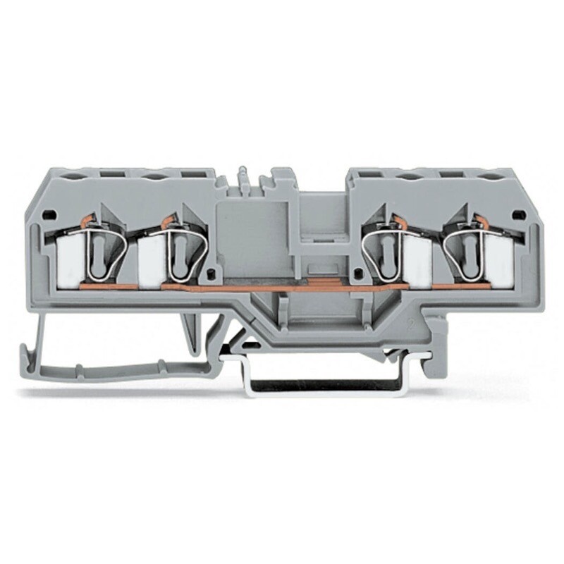 281-652 WAGO 4-conductor Through Terminal Block 4mm2 Center Marking for TS35 DIN Rail CAGE CLAMP Grey
