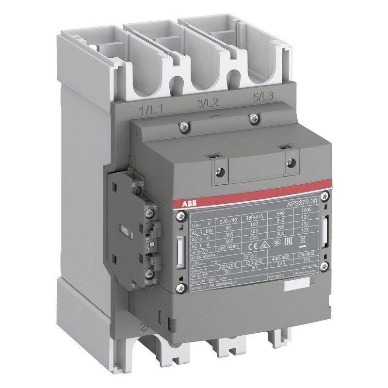 1SFL607082R1312 ABB AFS370-30-12-13 3 Pole Safety Contactor 200kW 370A AC3 100-250V AC/DC 1 NO &amp; 2 NC Auxiliary Contacts