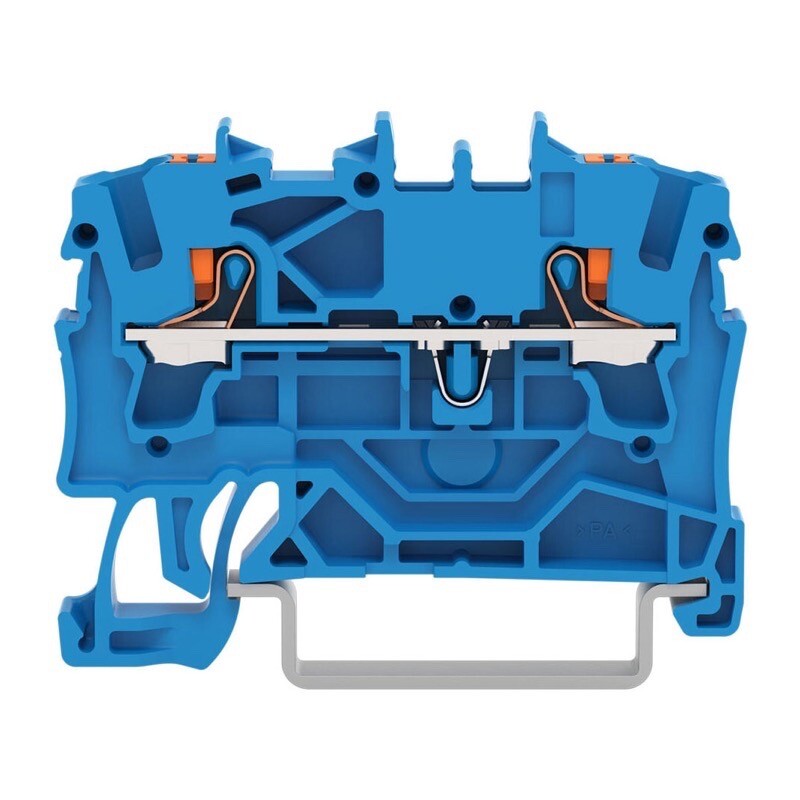 2202-1204 WAGO TOPJOB S 2-conductor Through Terminal Block with Push-button 2.5mm2 TS35 Push-in Blue