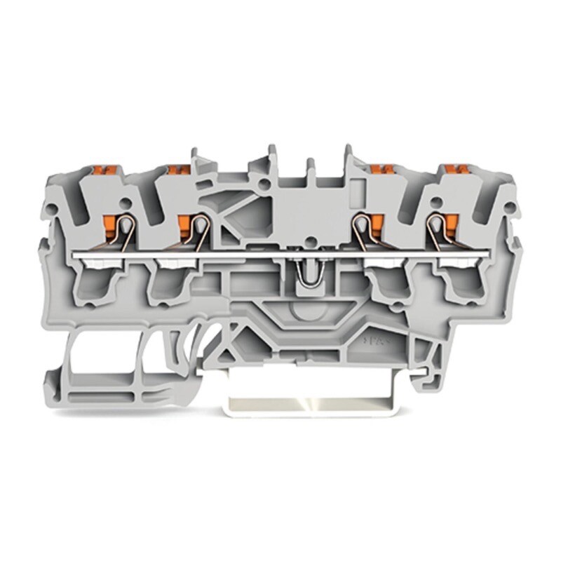 2202-1401 WAGO TOPJOB S 4-conductor Through Terminal Block with Push-button 2.5mm2 TS35 Push-in Grey