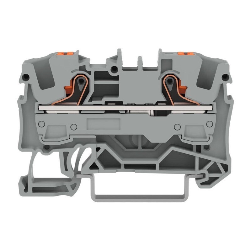 2206-1201 WAGO TOPJOB S 2-conductor Through Terminal Block with Push-button 6mm2 TS35 Push-in Grey