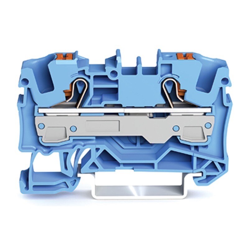 2206-1204 WAGO TOPJOB S 2-conductor Through Terminal Block with Push-button 6mm2 TS35 Push-in Blue