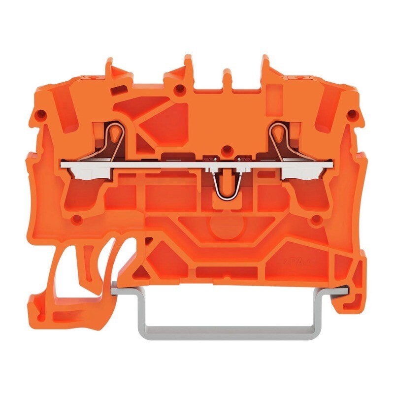 2202-1202 WAGO TOPJOB S 2-conductor Through Terminal Block with Push-button 2.5mm2 TS35 Push-in Orange
