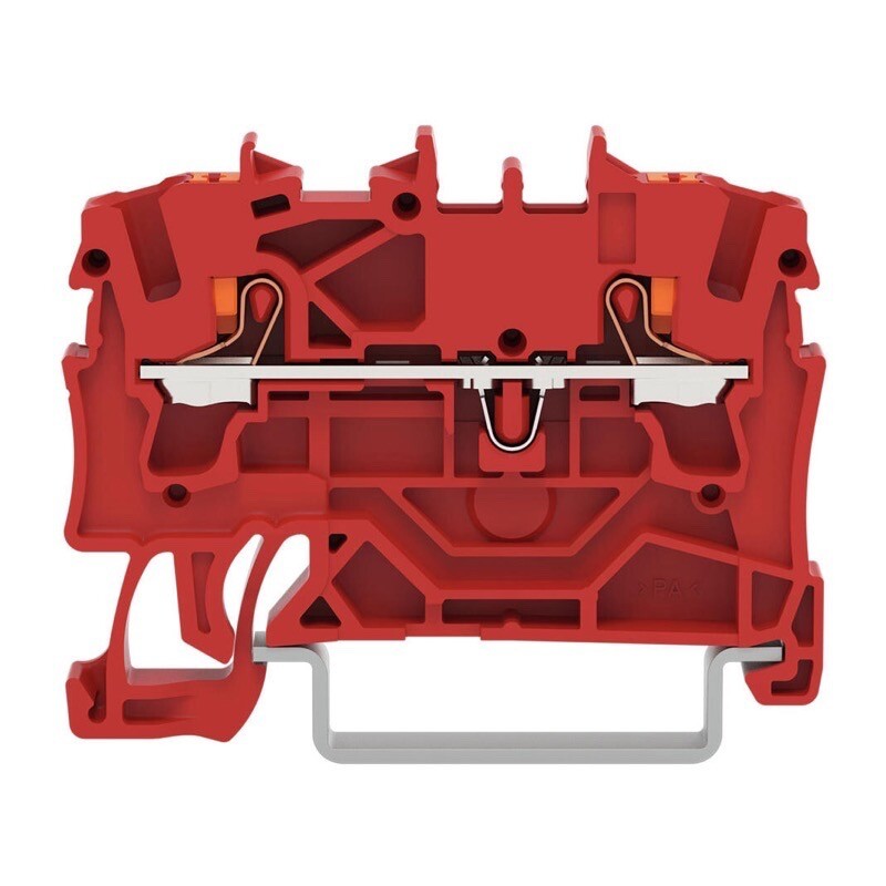 2202-1203 WAGO TOPJOB S 2-conductor Through Terminal Block with Push-button 2.5mm2 TS35 Push-in Red