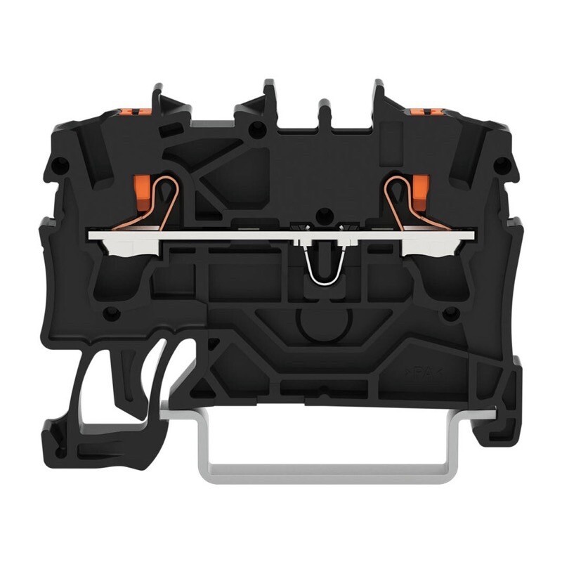 2202-1205 WAGO TOPJOB S 2-conductor Through Terminal Block with Push-button 2.5mm2 TS35 Push-in Black