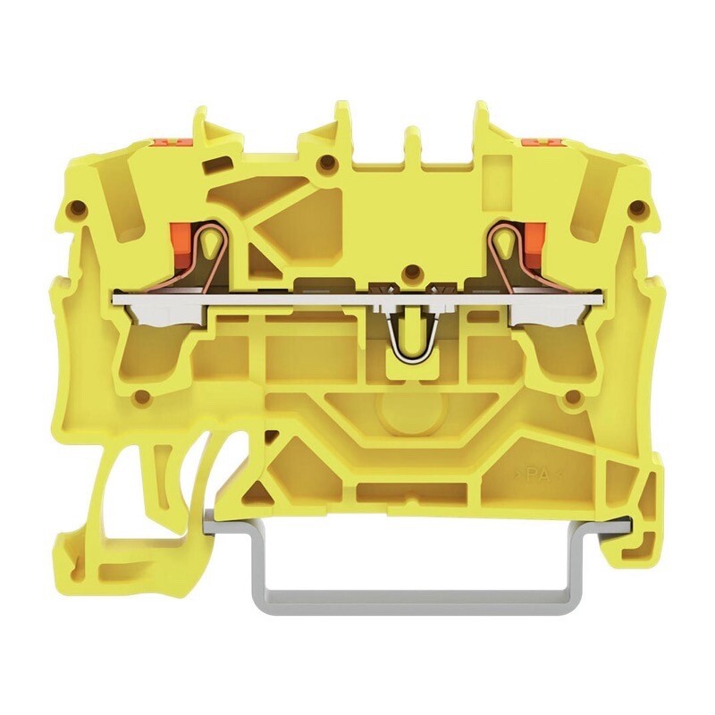 2202-1206 WAGO TOPJOB S 2-conductor Through Terminal Block with Push-button 2.5mm2 TS35 Push-in Yellow