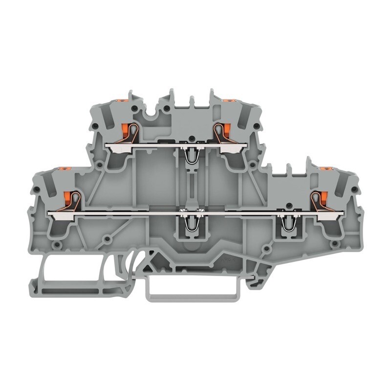 2202-2701 WAGO TOPJOB S Double-deck Terminal Block L/L with Push-button 2.5mm2 TS35 Push-in Grey