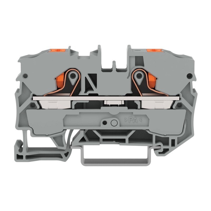 2210-1201 WAGO TOPJOB S 2-conductor Through Terminal Block with Push-button 10mm2 TS35 Push-in Grey