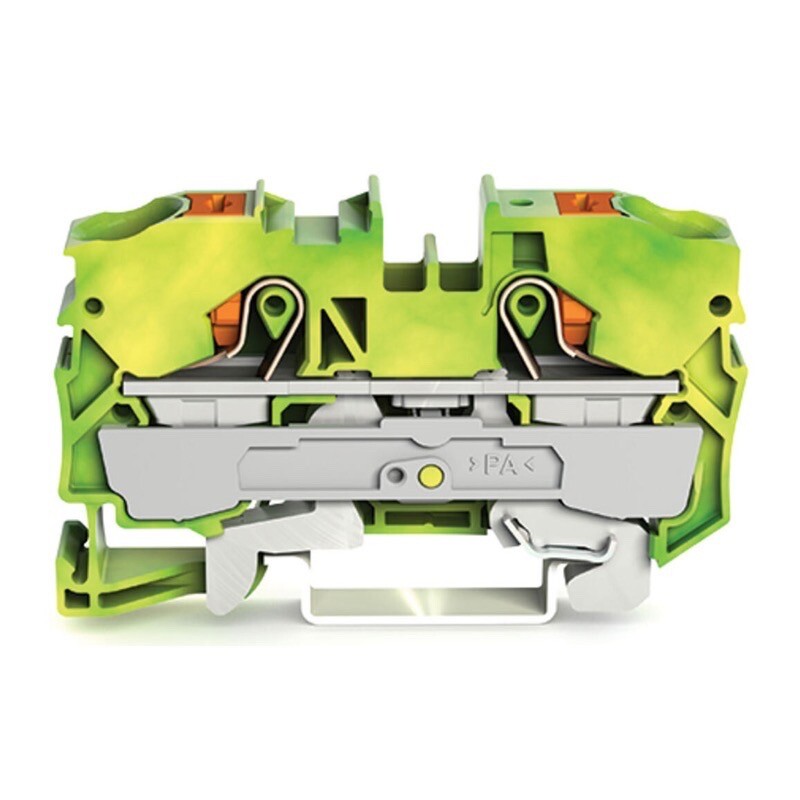 2210-1207 WAGO TOPJOB S 2-conductor Ground Terminal Block with Push-button 10mm2 Push-in CAGE CLAMP G/Y