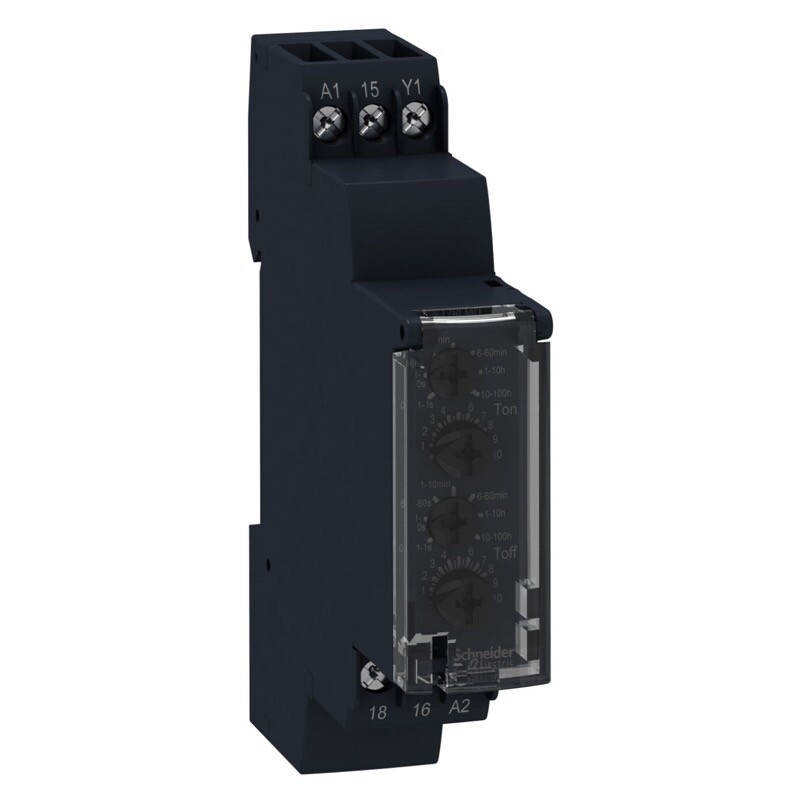 RE17RLMU Schneider Modular Timing Relay 8A 1 C/O 1s-100h Asymmetrical Flashing 24-240VAC