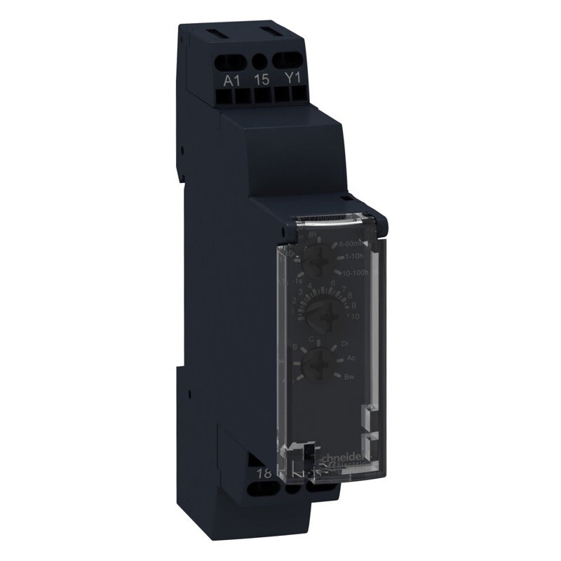 RE17RMJU Schneider Modular Timing Relay 8A 1 C/O 1s-100h Time Delay Relay 10 Functions 12VAC/DC