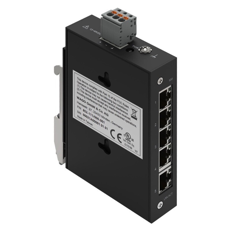 852-111/000-001 WAGO Industrial-ECO-Switch 5-port 100Base-TX Black