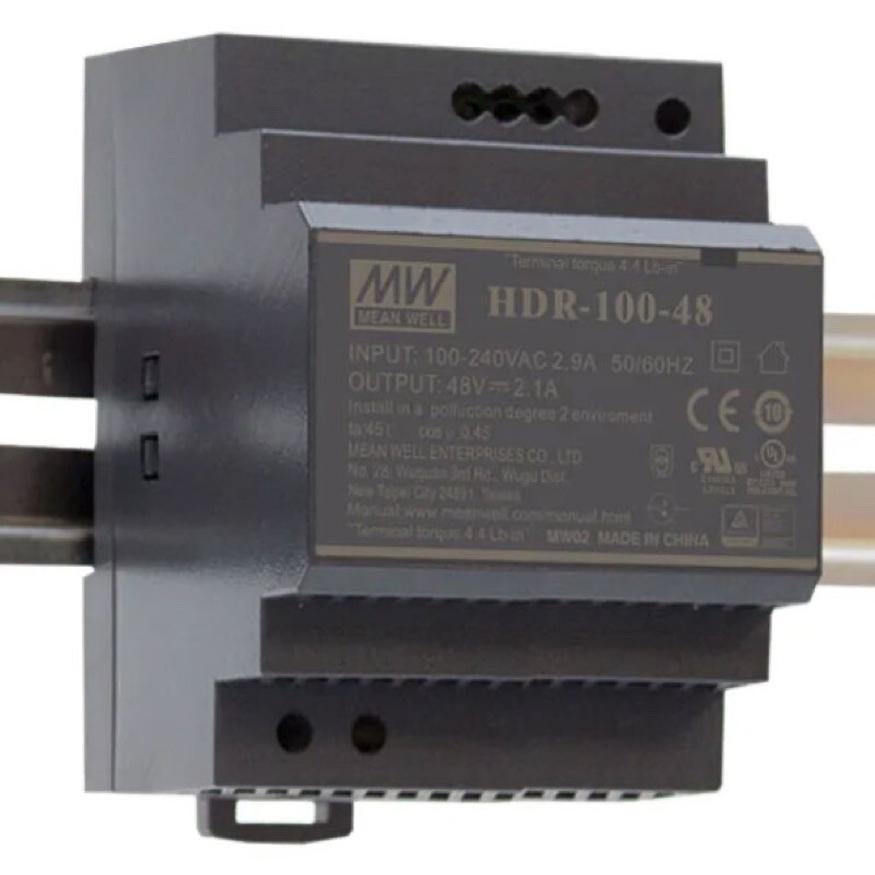 HDR-100-24 MEAN WELL HDR-100 Ultra Slim DIN Rail Power Supply 3.83A 92W 85-264V AC Input Voltage 24V DC Output Voltage 