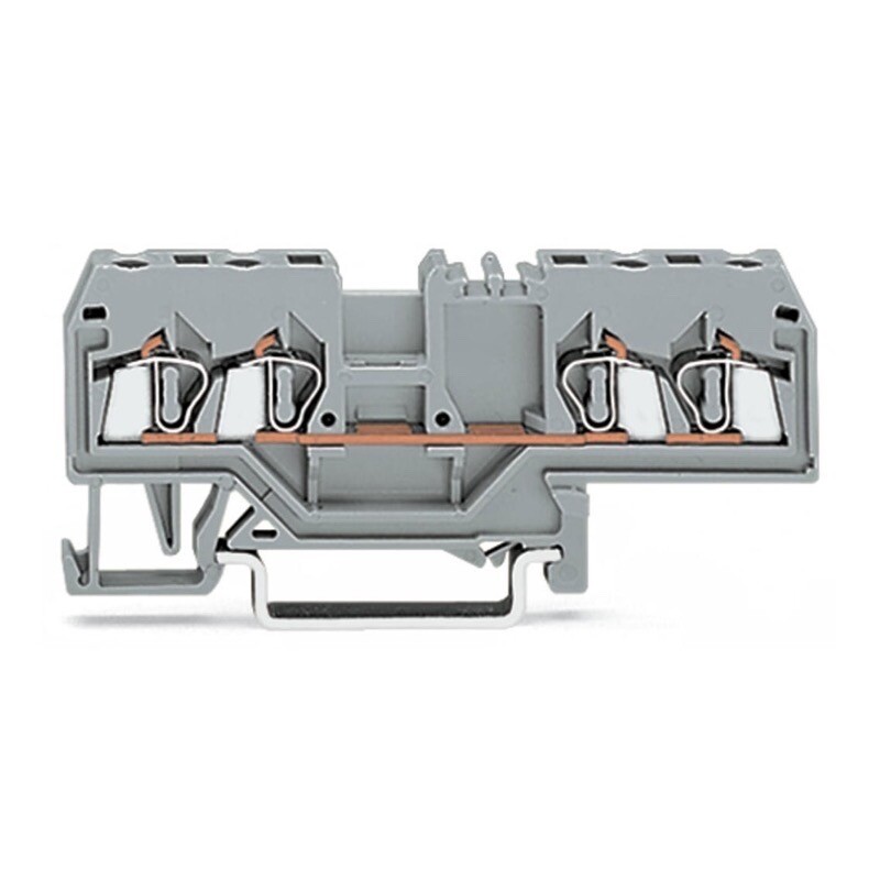 280-633 WAGO 4-conductor Through Terminal Block 2.5mm2 Centre Marking for DIN Rail 35 x 15 and 35 x 7.5 CAGE CLAMP Grey