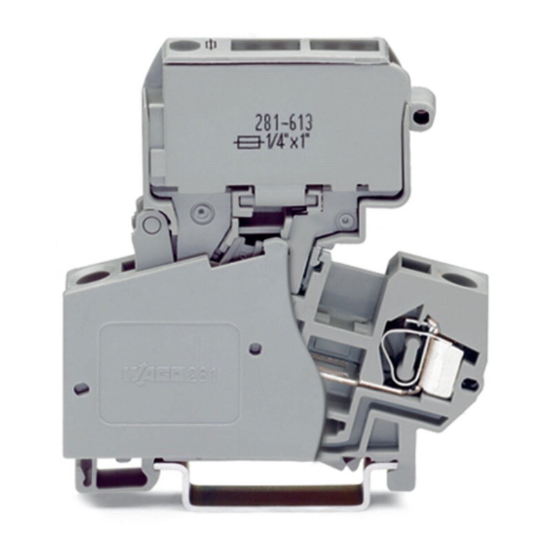 281-623 WAGO 2-conductor Fuse Terminal Block with Pivoting Fuse Holder for Cartridge Fuse 1/4" x 1 1/4"