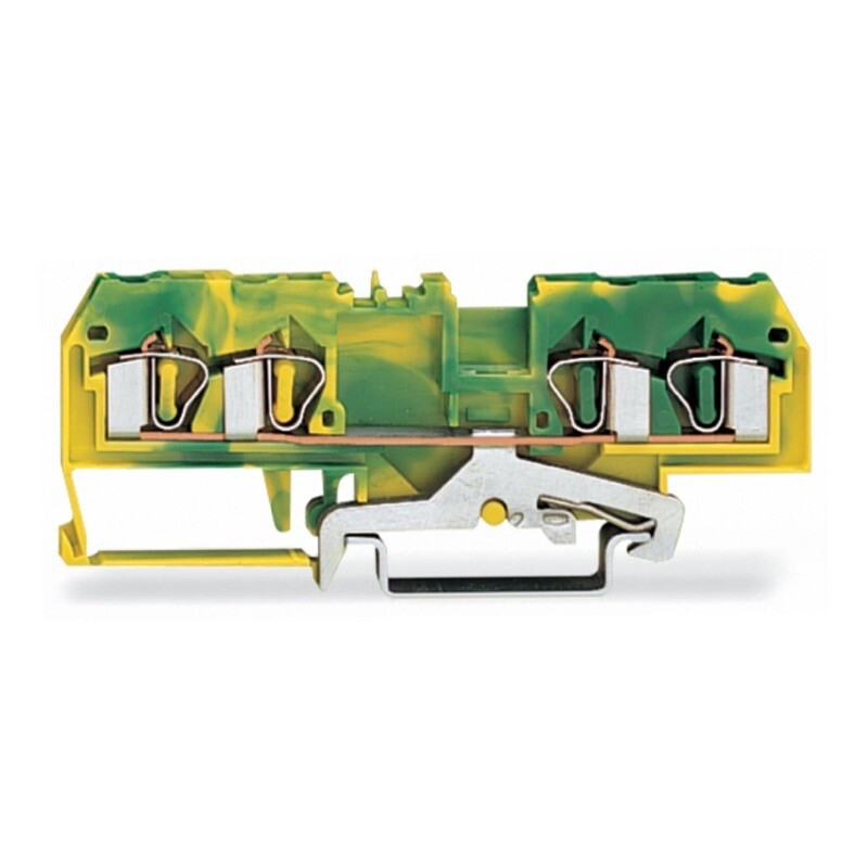 281-657 WAGO 4-conductor Ground Terminal Block 4mm2 Centre Marking for DIN Rail 35 x 15 and 35 x 7.5 CAGE CLAMP