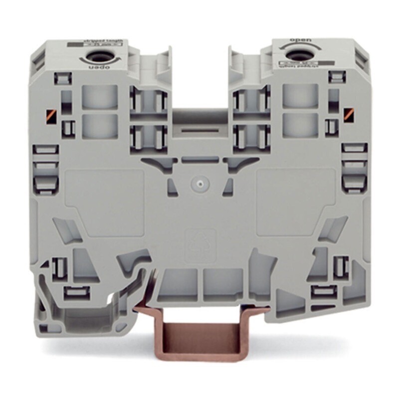 285-135 WAGO 2-conductor Through Terminal Block 35mm Lateral Marker Slots Only for DIN 35 x 15 Rail Power CAGE CLAMP Grey