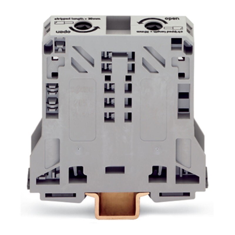 285-150 WAGO 2-conductor Through Terminal Block 50mm Lateral Marker Slots Only for DIN 35 x 15 Rail Power CAGE CLAMP 50mm2 Grey