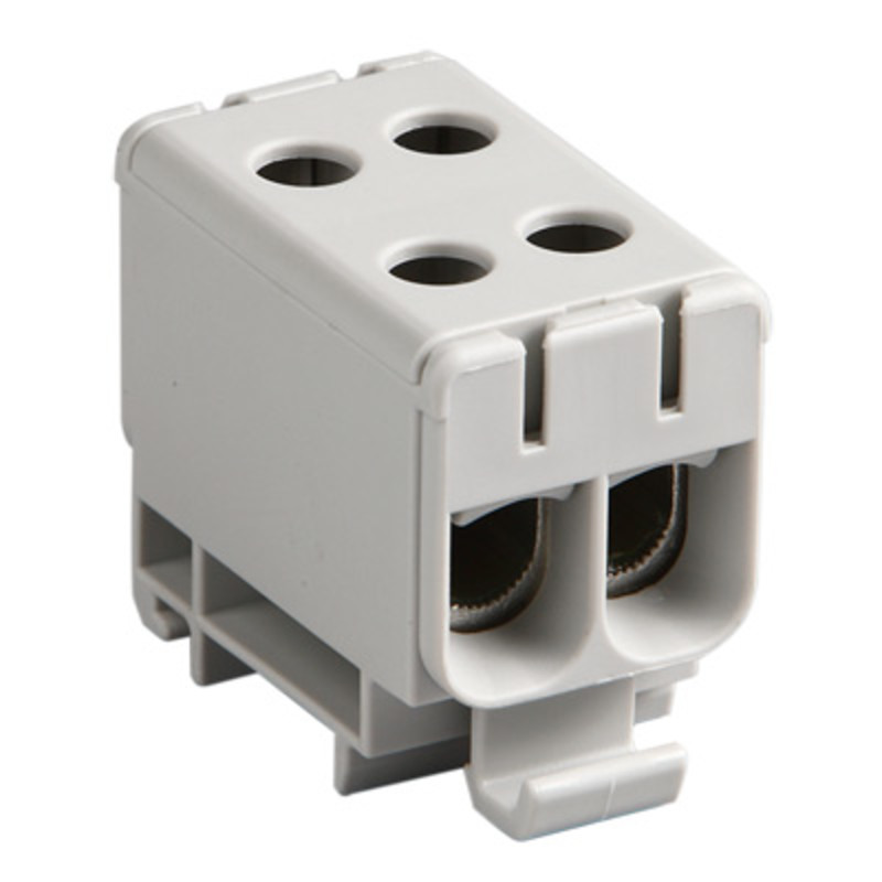 KE66 Ensto Clampo Pro 50mm Grey DIN Rail Terminal for TS35 Rail or Base Mounting Four linked Connections