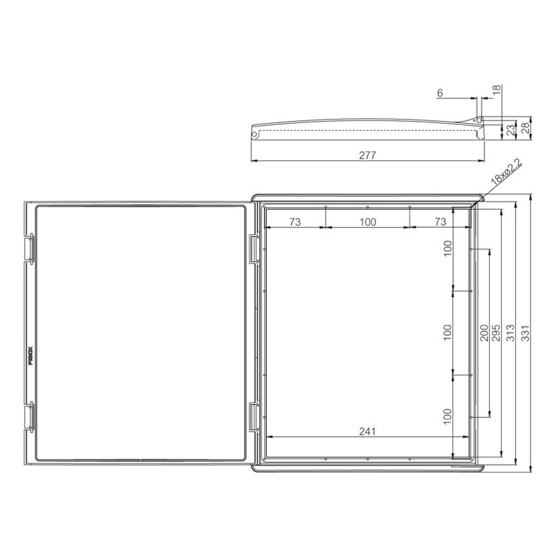 L 43 II Fibox Polycarbonate 26 Module Hinged Smoked Transparent Cover IP65 331 x 277 x 28mmD
