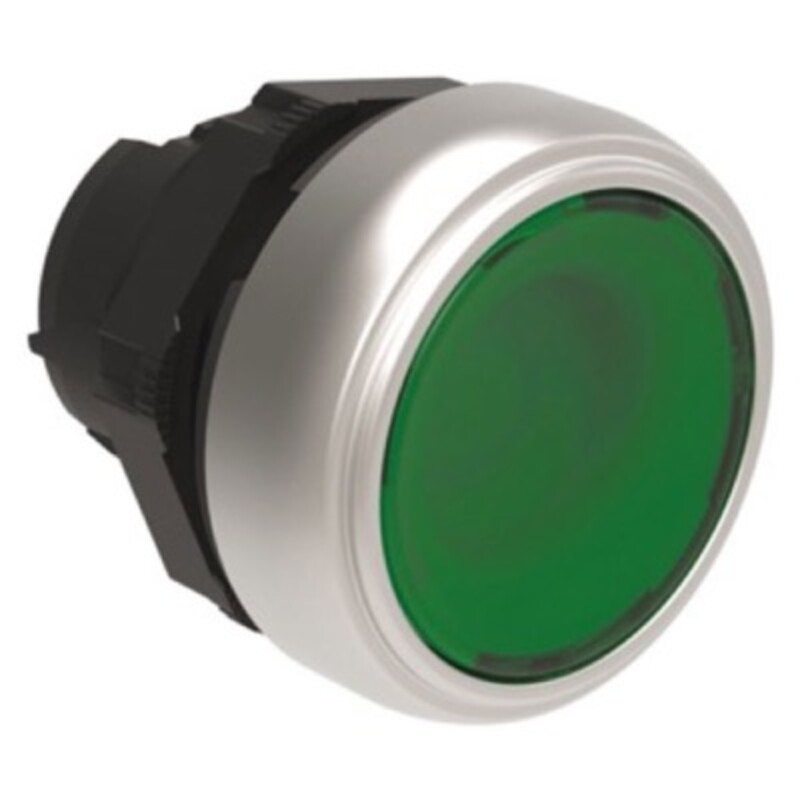 LPCBL103 Lovato Electric Platinum Illuminated Green Flush Pushbutton Actuator 22.5mm Spring Return