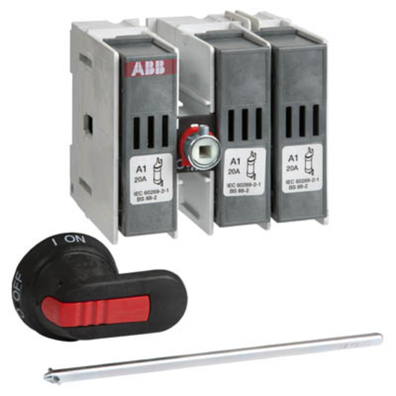 OS32GB12P ABB OS 32A 3 Pole Switch Fuse for Base Mounting Switch Mechanism Between 1st and 2nd Pole