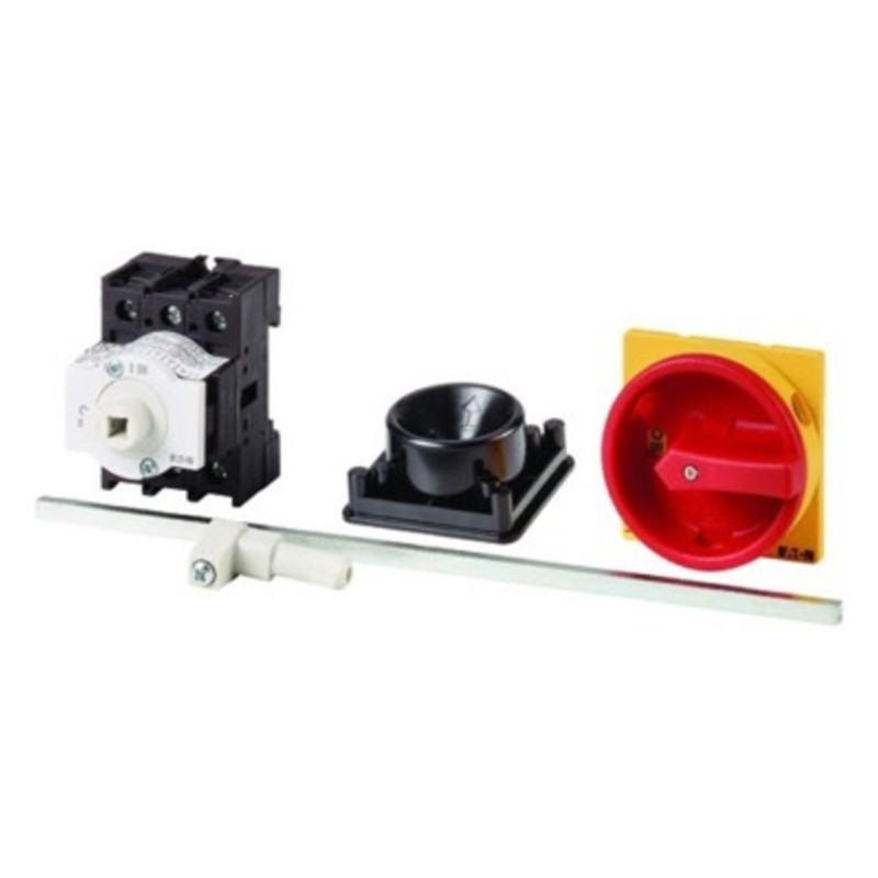P3-63/M4/SVB Eaton P3 63A 3 Pole Isolator for Base Mounting Supplied complete with 340mm Metal Shaft &amp; IP65 Red/Yellow Handle
