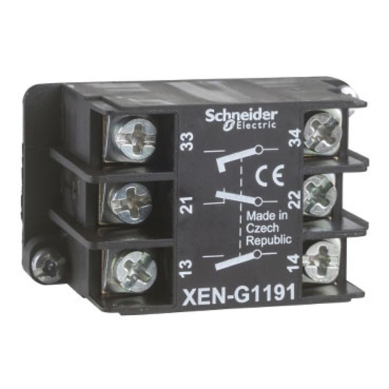 XENG1191 Schneider Harmony XAC Dual Speed Contact Block with 1x N/O &amp; 1x N/C Contacts plus staggered 1x N/O