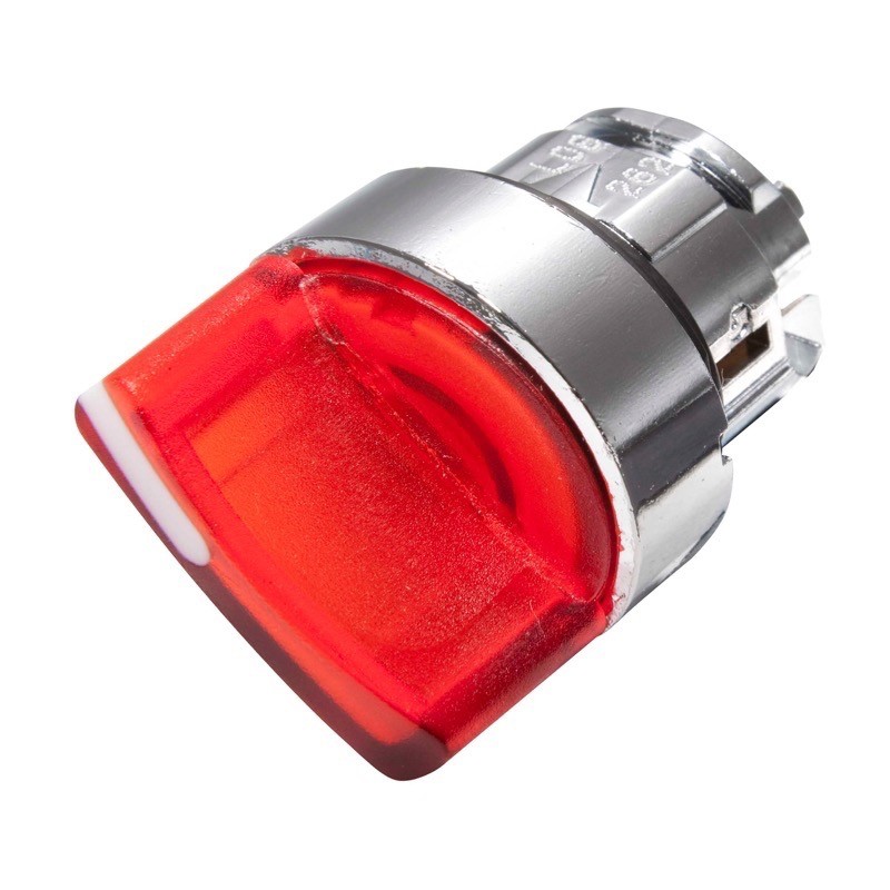 ZB4BK1343 Schneider Harmony XB4 3 Position Red Illuminated Selector Switch Actuator for Integral LED I-O-II Stay Put Chrome Bezel